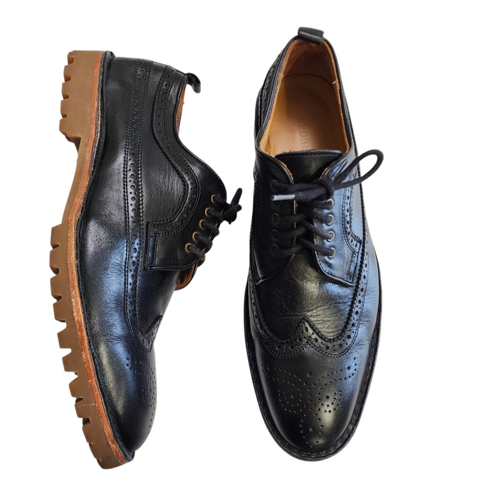 Campobello Mens Handmade Leather Wingtip Brogue Lug Sole Oxford Shoes Size 11.5